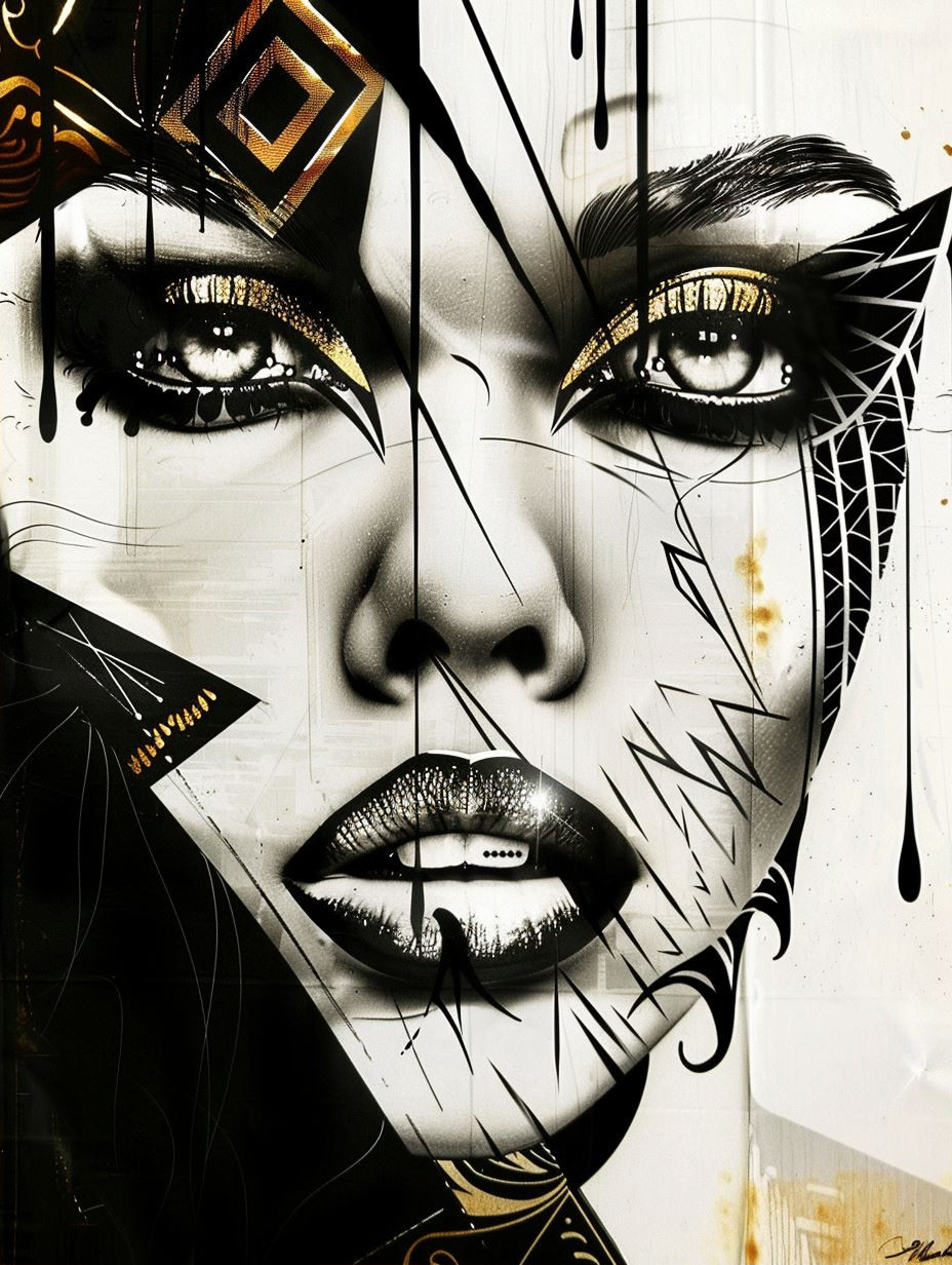 Golden Cybernetic Portrait Art