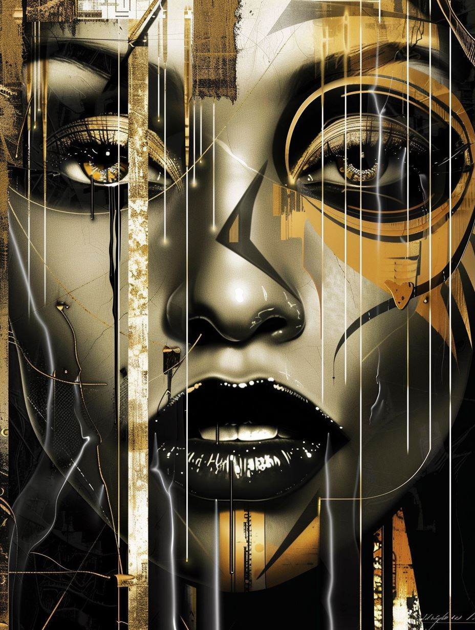 Golden Cybernetic Portrait Art