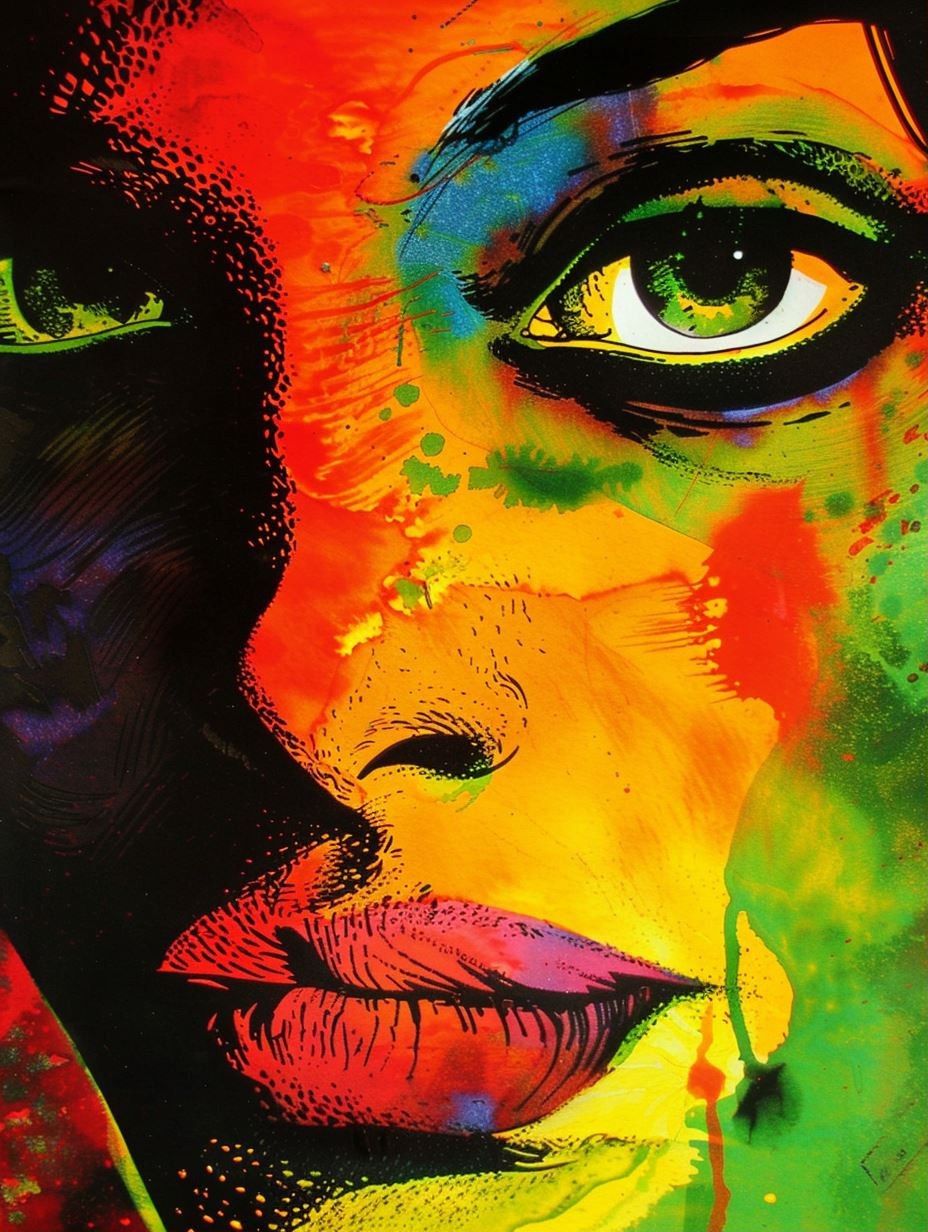 Neon Psychedelic Pop Art Portrait