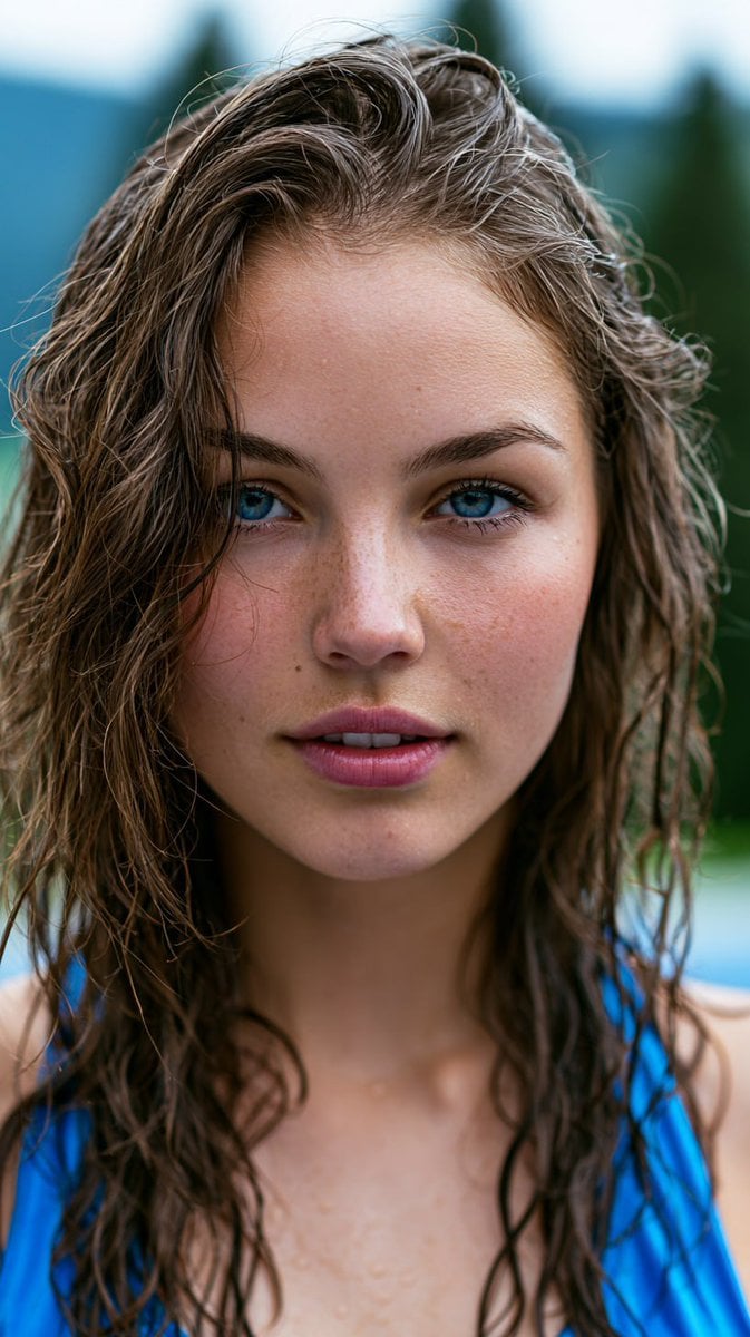 A photorealistic portrait of a stunning young woman on a ... - alternate