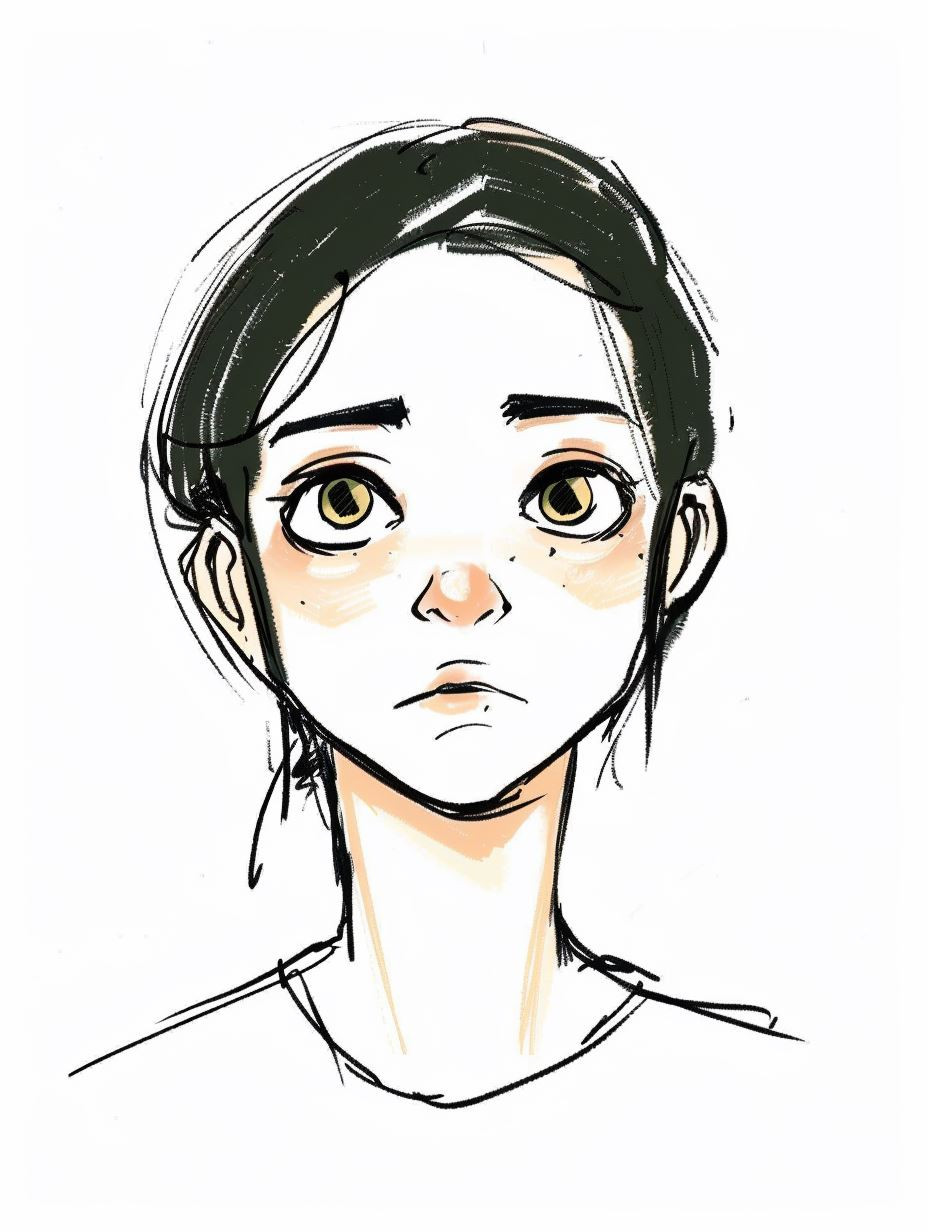 Melancholic Ink Sketch Portrait