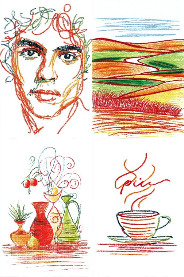 Vibrant Scribble Portrait