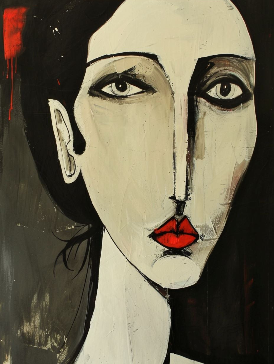 Bold Crimson Modernist Portrait