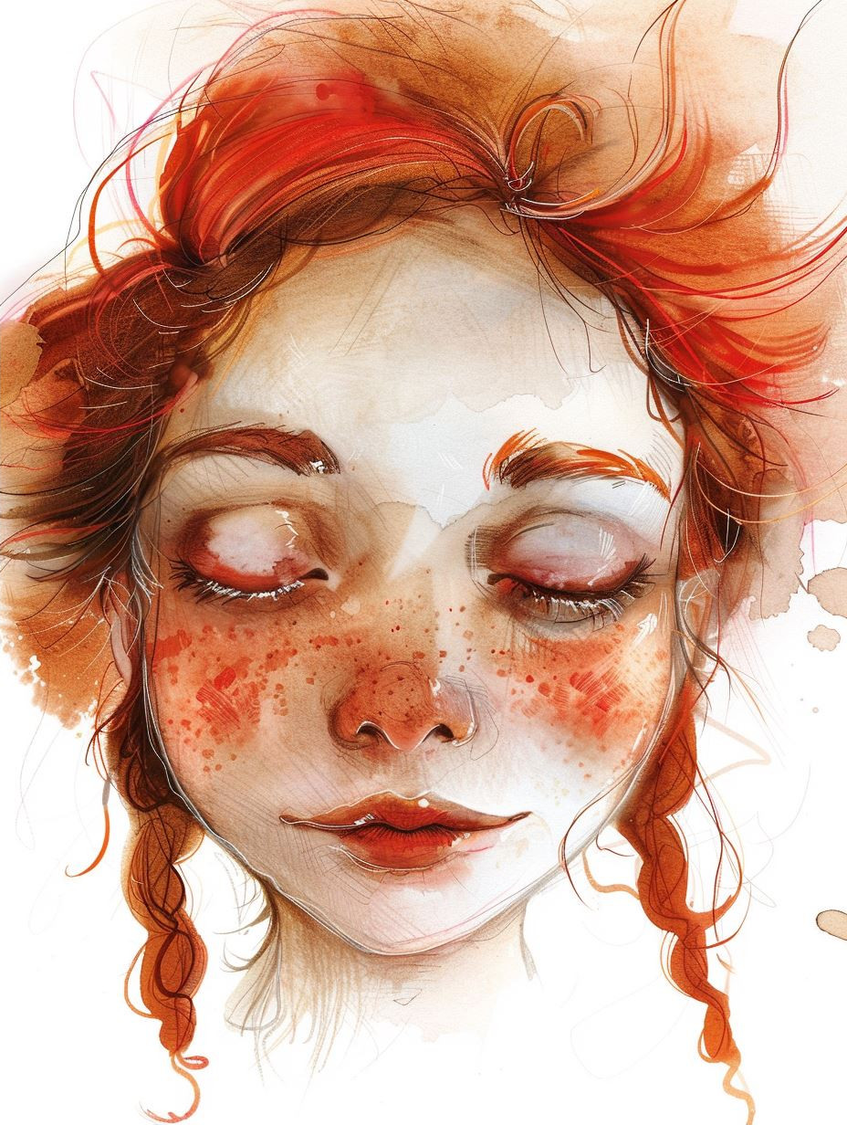 Ethereal Red-Haired Dreamer Portrait