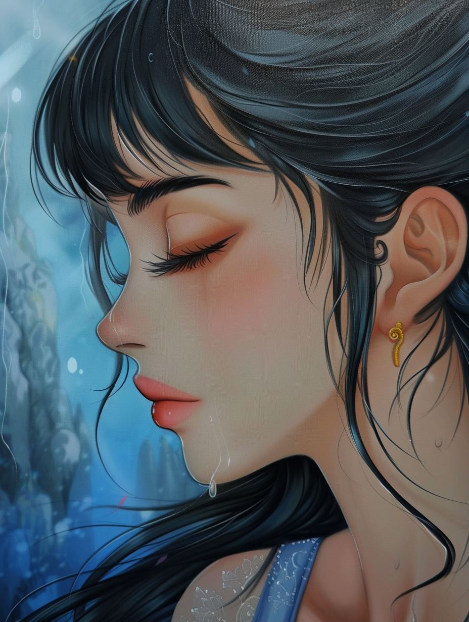 Melancholy Rain in Blue Hues