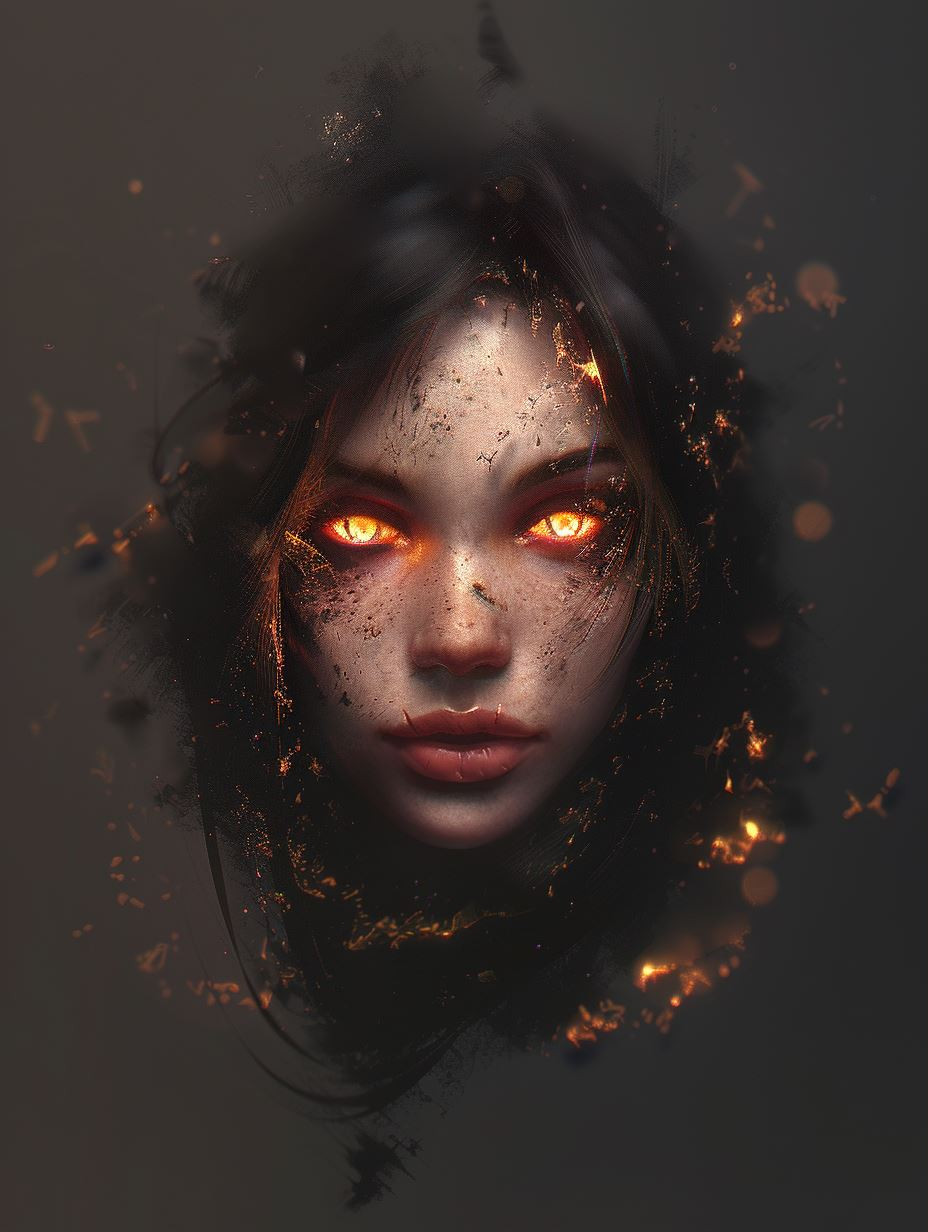 Ember Eyes Dark Fantasy Portrait