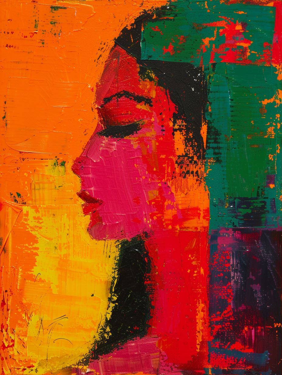 Vibrant Abstract Portrait in Crimson