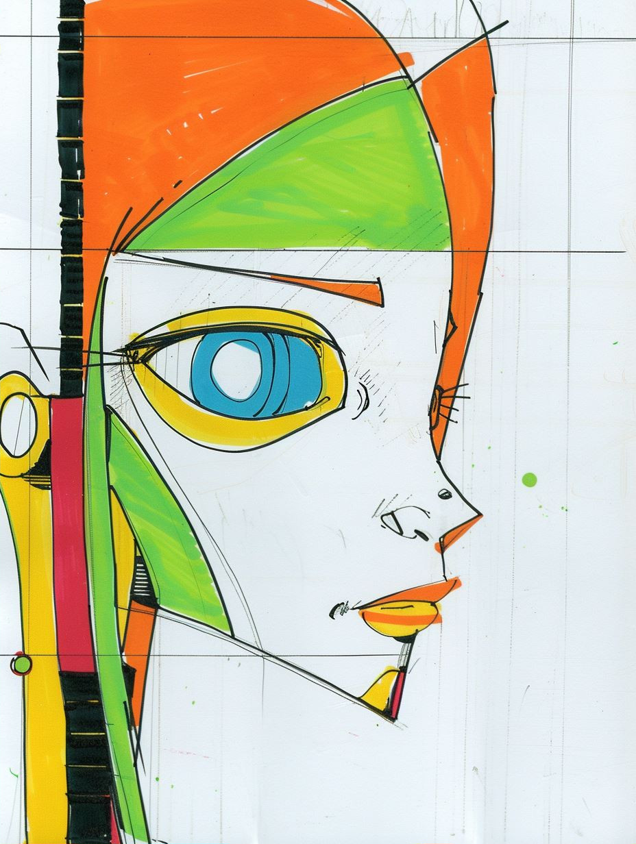 Cyberpunk Neon Fragmented Portrait