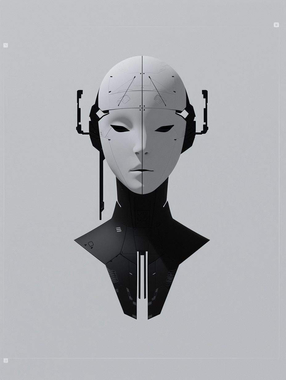 Minimalist Cybernetic Android Portrait