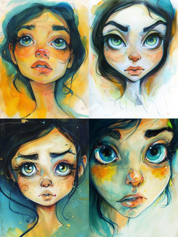 Ethereal Gaze in Watercolor