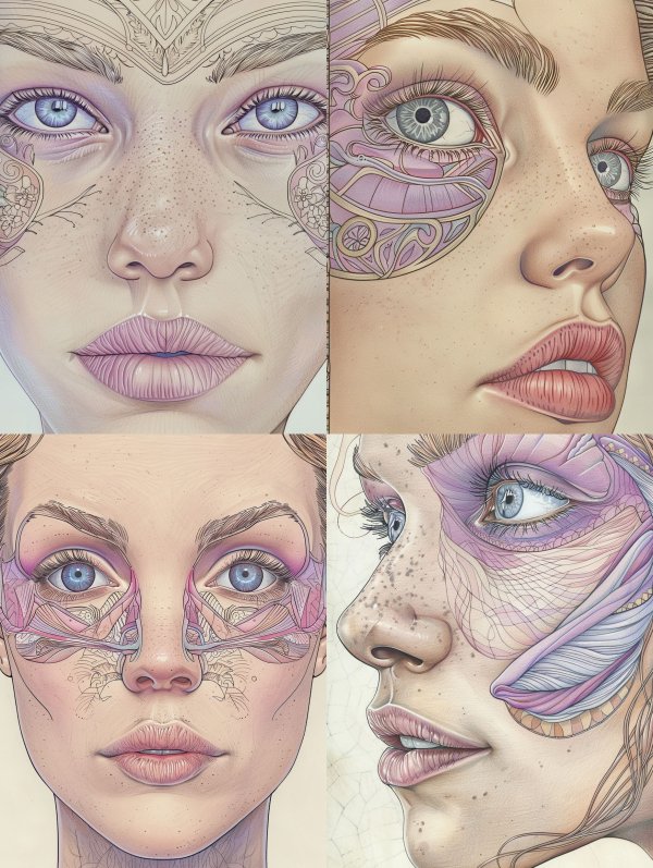 Ethereal Pastel Line Art Portrait