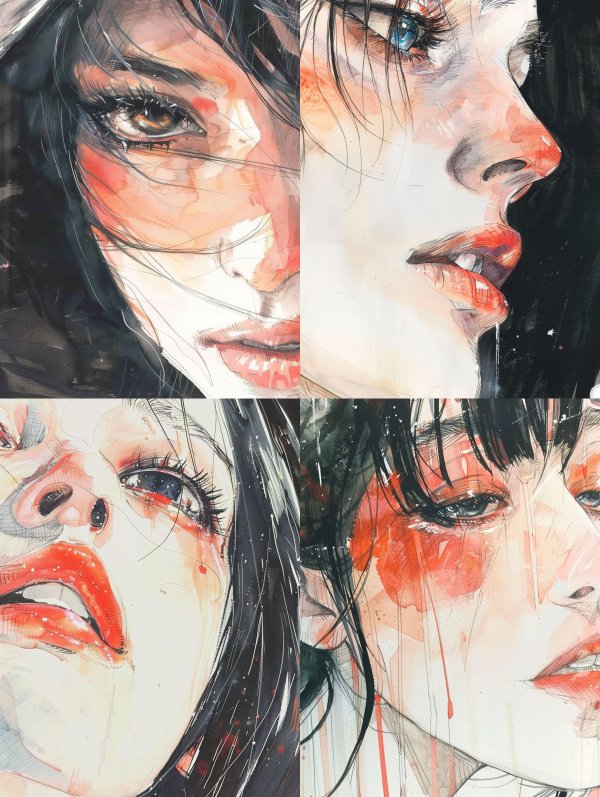 Melancholic Watercolor Portrait Studies