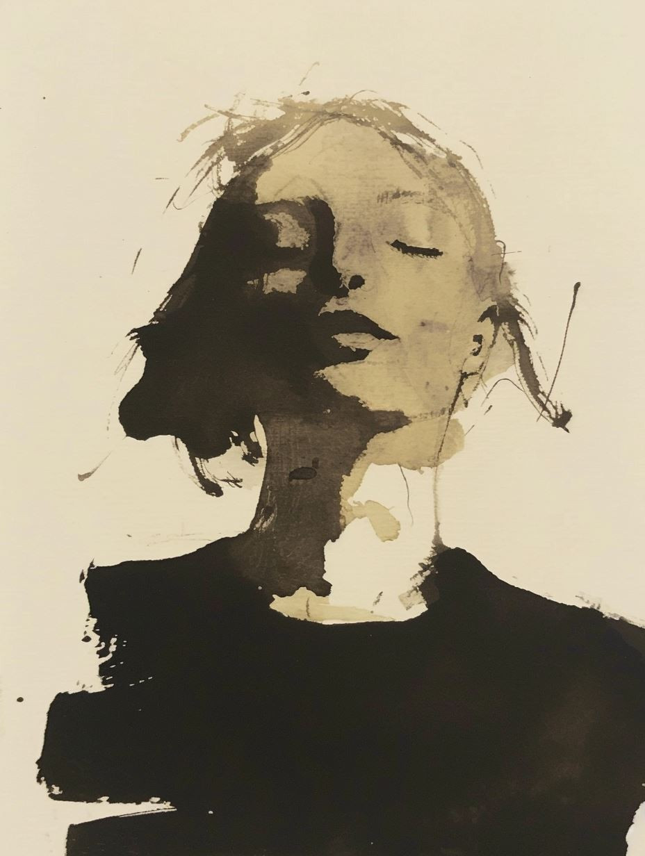 Ethereal Ink Wash Portraiture