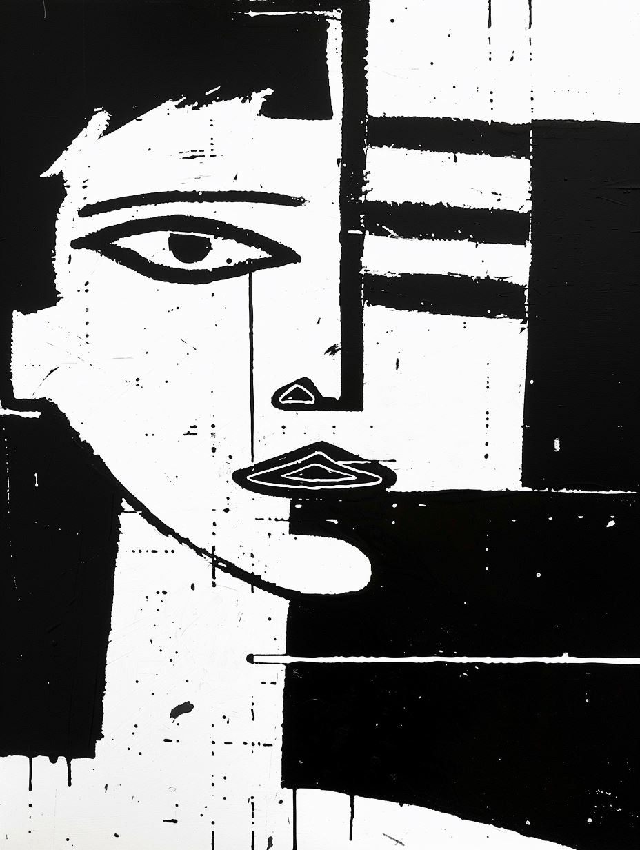 Stark Monochrome Graphic Portrait