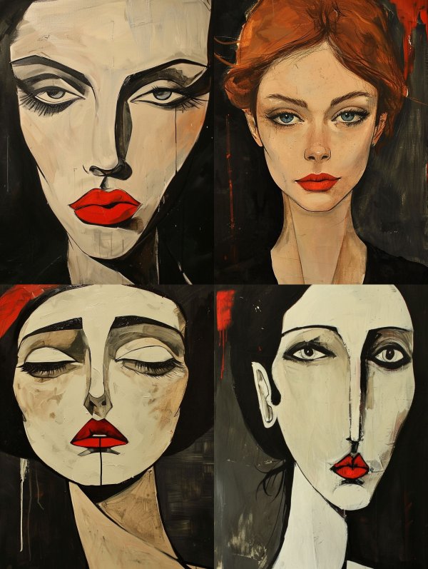 Bold Crimson Modernist Portrait