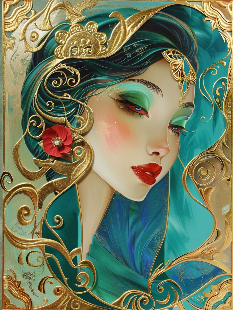 Ethereal Gilded Teal Goddess