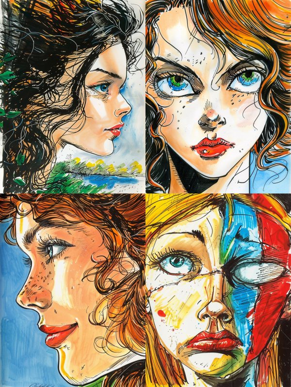Expressive Ink and Watercolor Portrait
