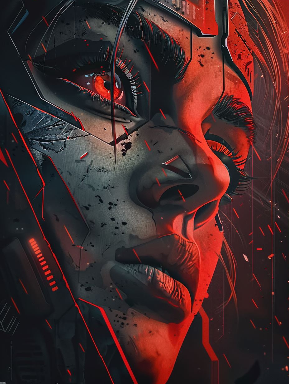 Neon Cybernetic Crimson Vision