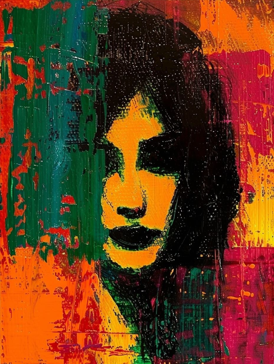 Vibrant Abstract Portrait in Crimson