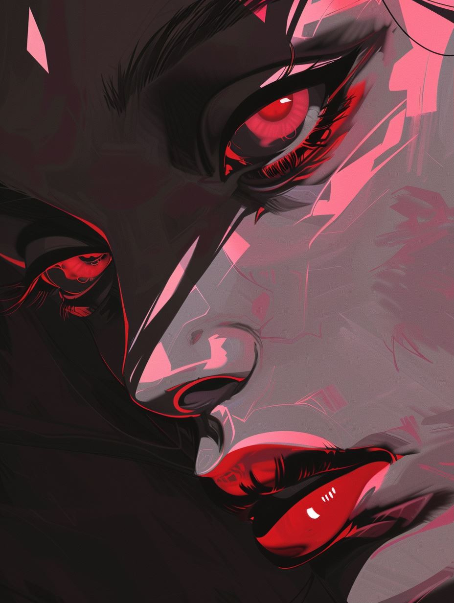 Crimson Gaze Digital Noir