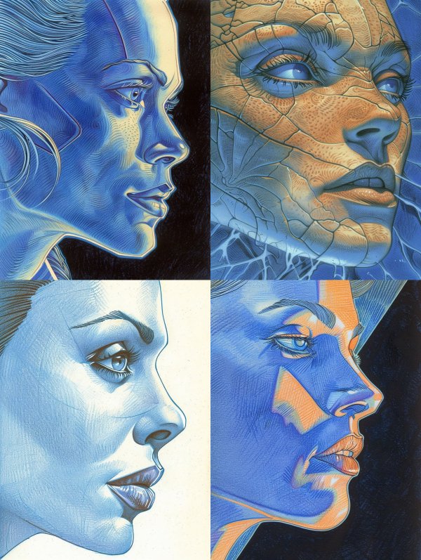 Electric Azure Cybernetic Portrait