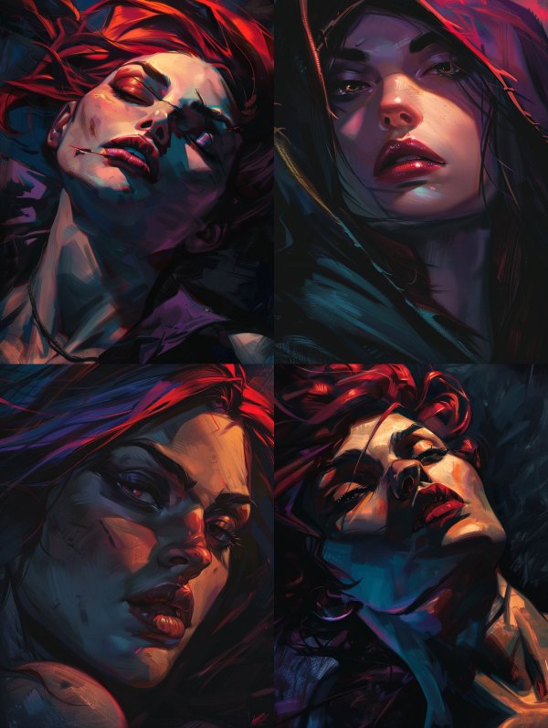Crimson Dreams in Neon Shadow
