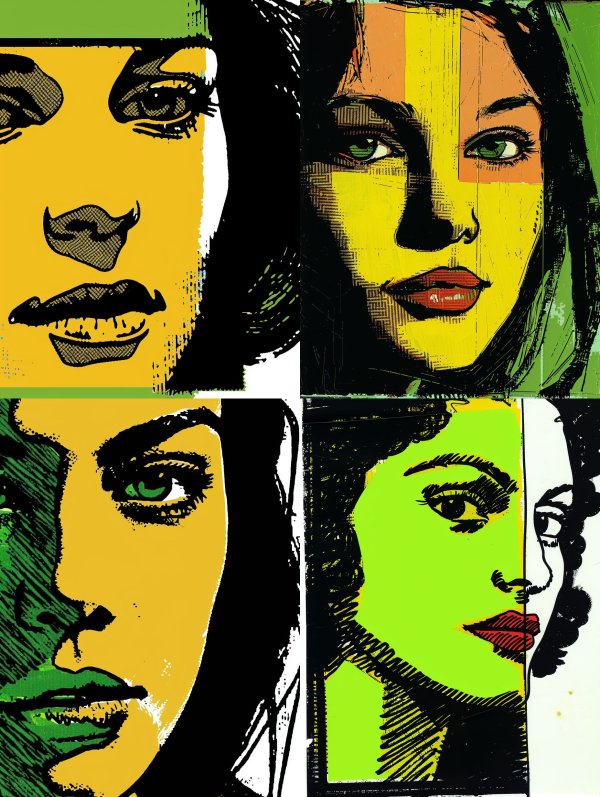 Neon Pop Art Portrait Grid