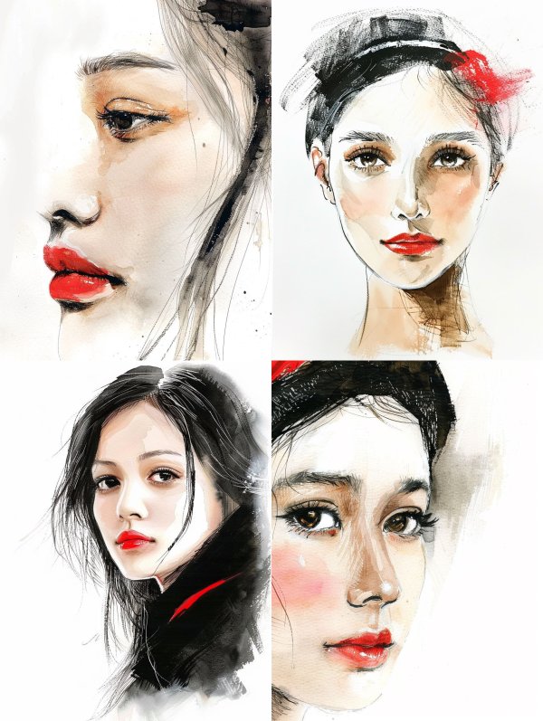 Crimson Watercolor Muse