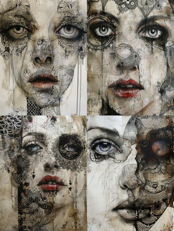 Intricate Ink Surrealist Portrait