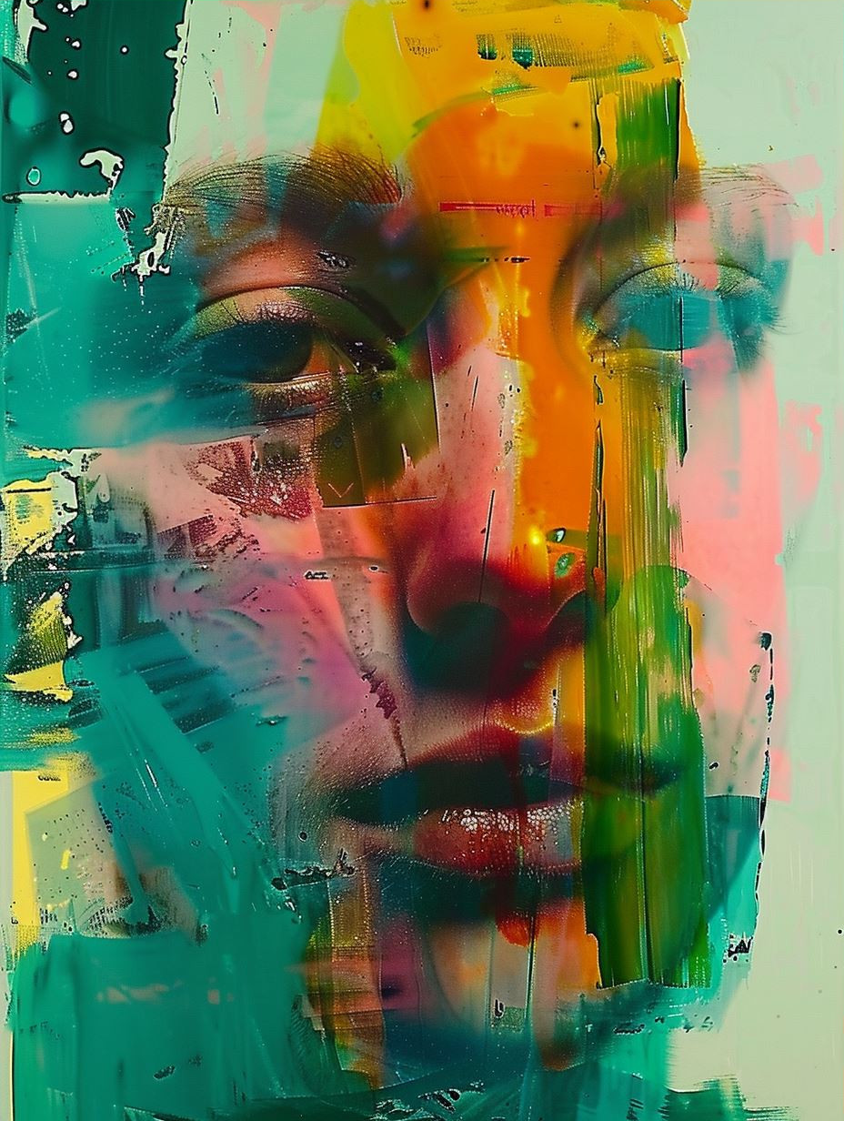 Abstract Neon Glitch Portraiture