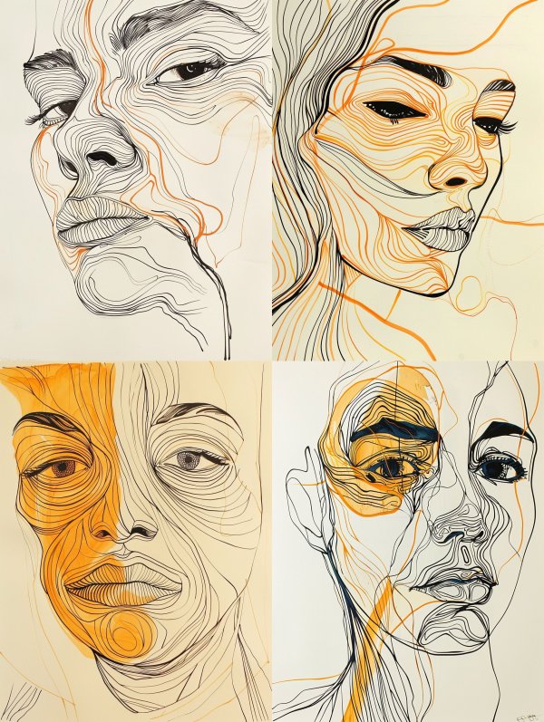 Fluid Linear Portrait Studies