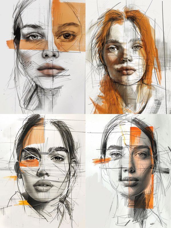 Fragmented Portrait in Ochre Tones