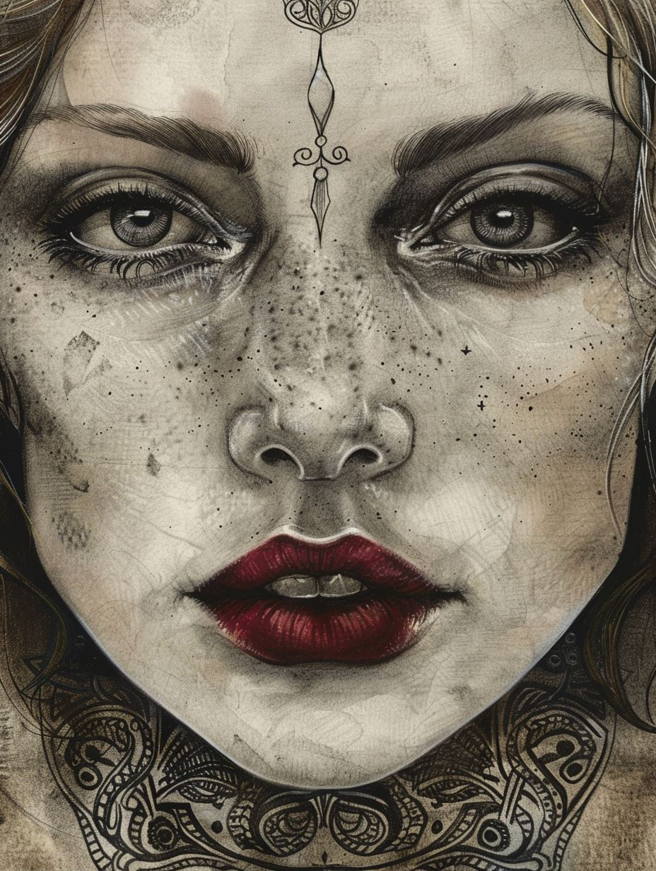 Mystic Gaze in Ink Wash