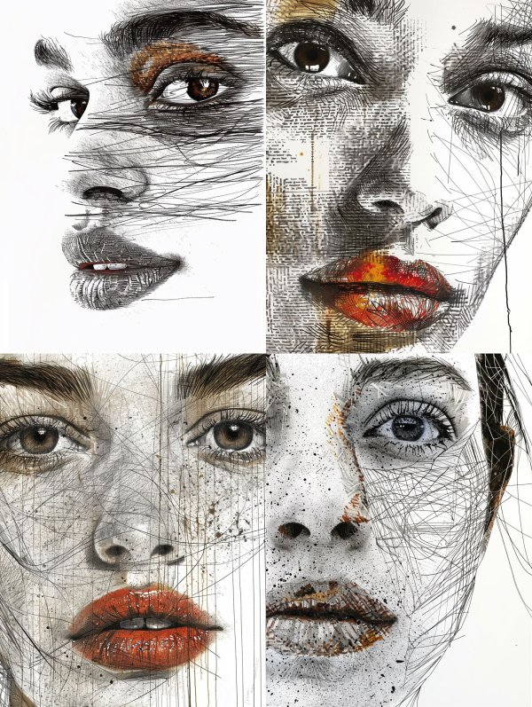 Fragmented Gaze in Ink