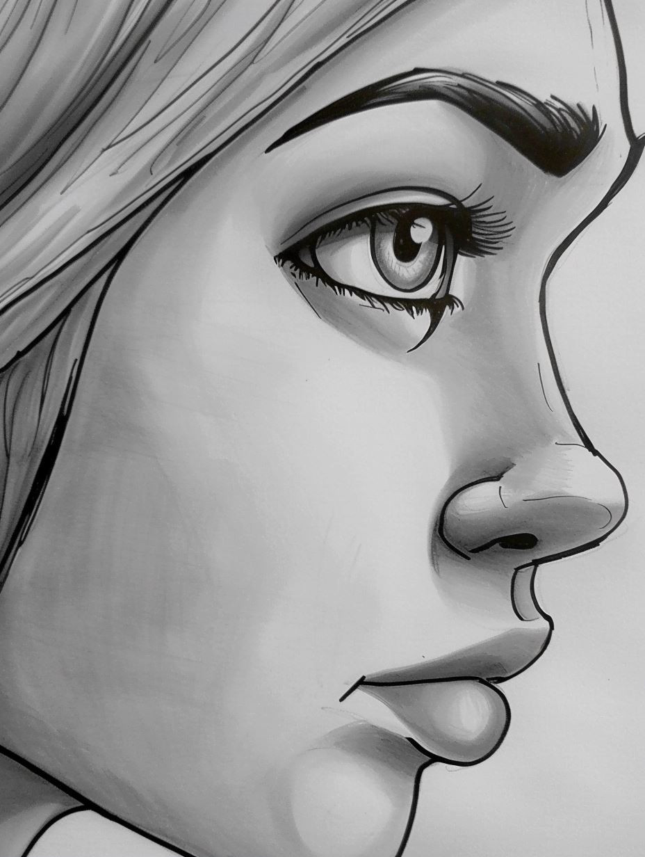 Monochrome Gaze Digital Sketch