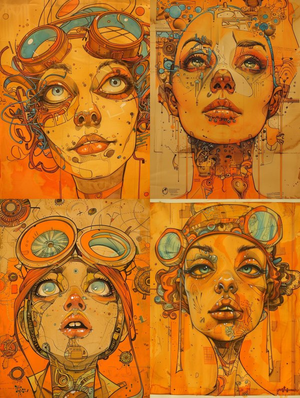 Amber Steampunk Cybernetic Portrait