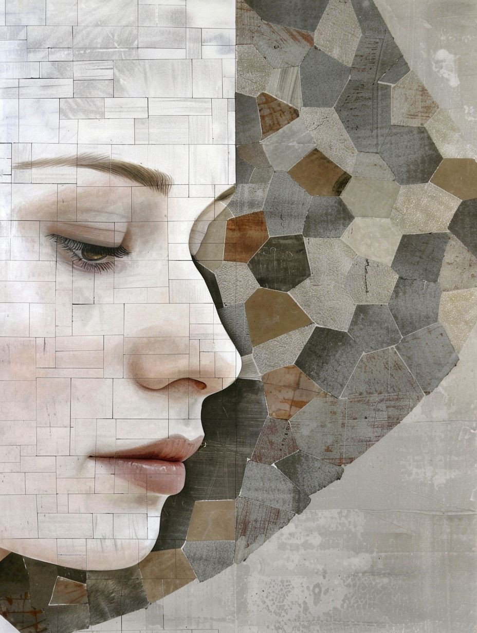 Fragmented Gaze in Neutral Tones