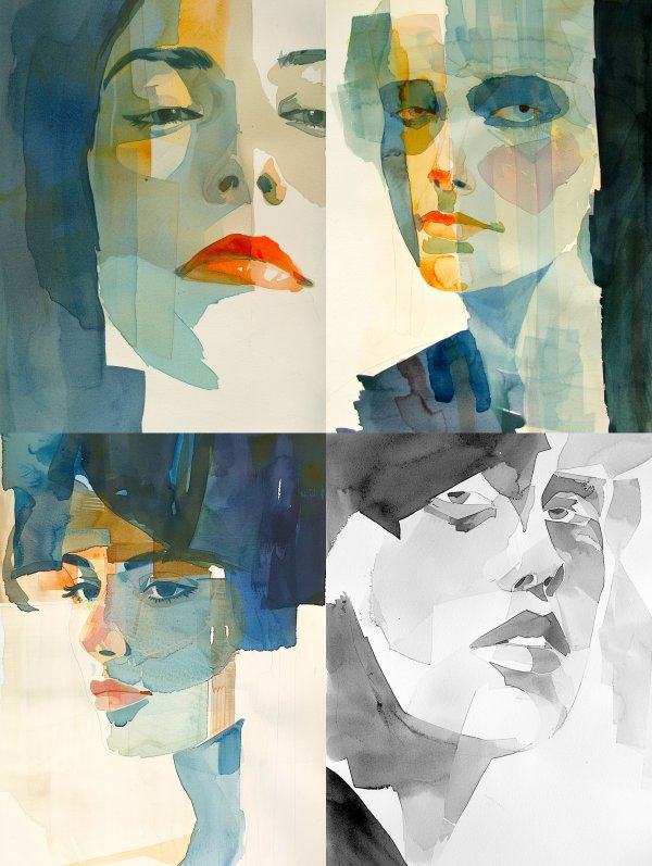 Abstract Watercolor Portrait Study