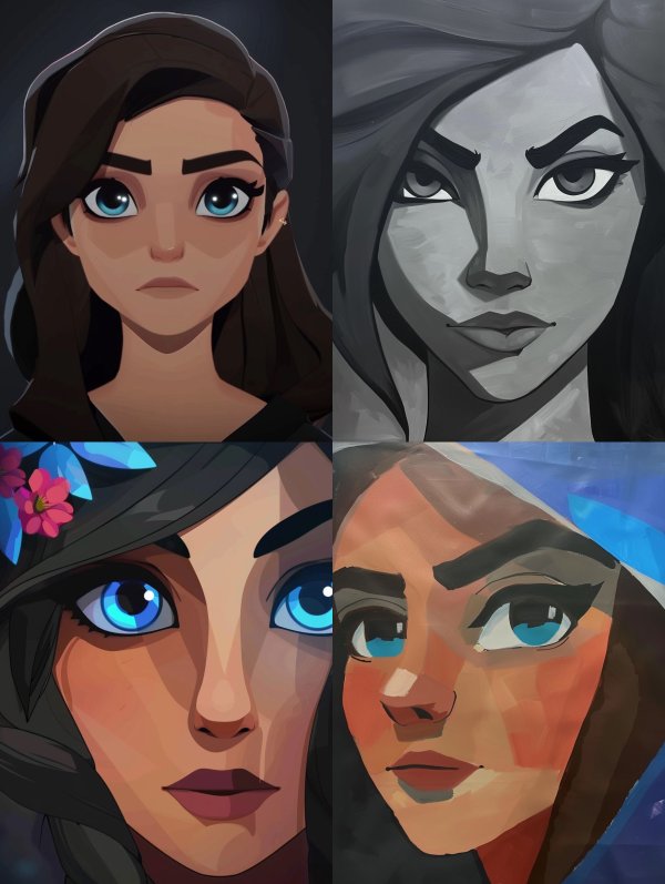 Azure Gaze Stylized Portrait