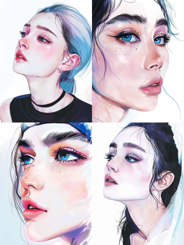 Ethereal Blue Pastel Portrait