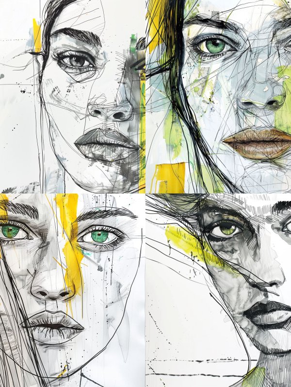 Fragmented Urban Portrait Sketch