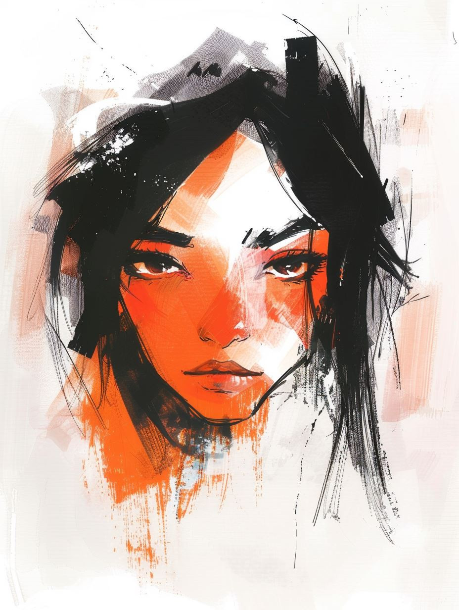 Crimson Brushstroke Muse