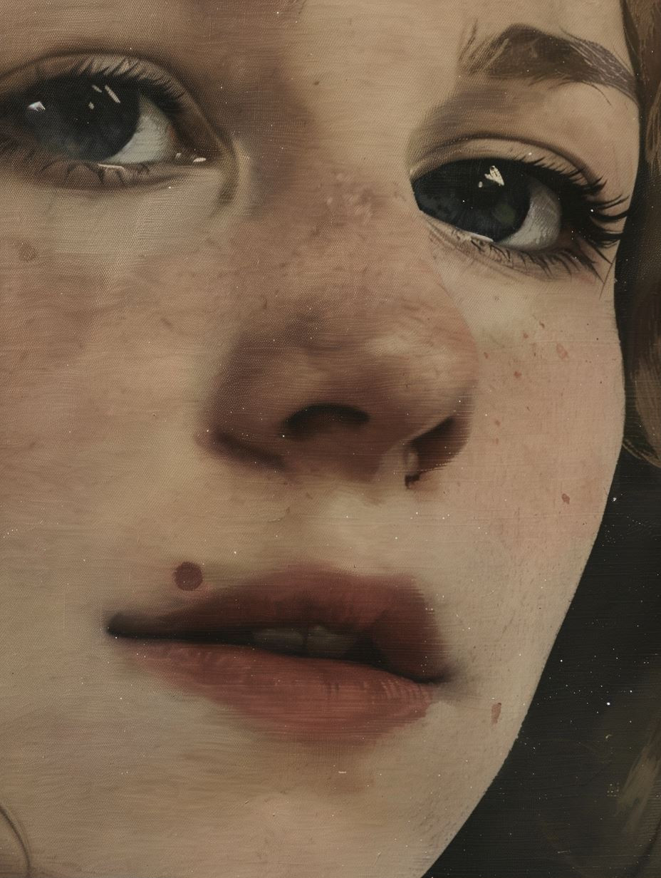 Ethereal Gaze in Textured Grain