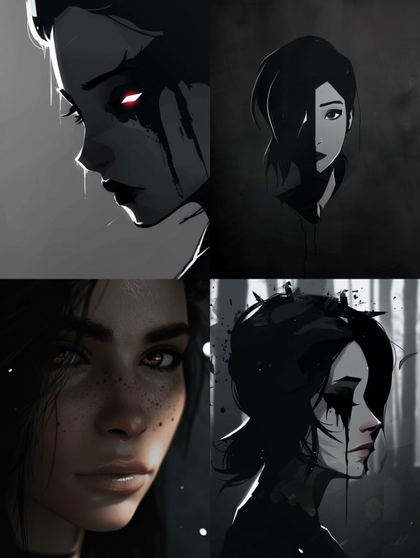 Crimson Gaze in Monochrome Shadow