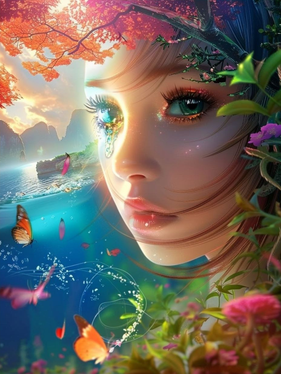 Ethereal Bloom Dreamscape Portrait