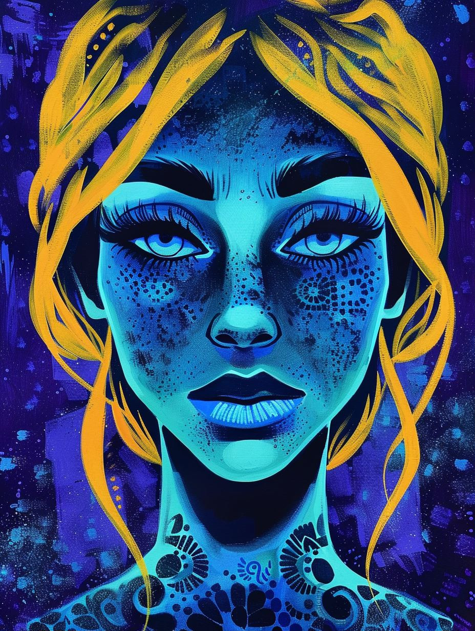 Electric Azure Cosmic Portrait
