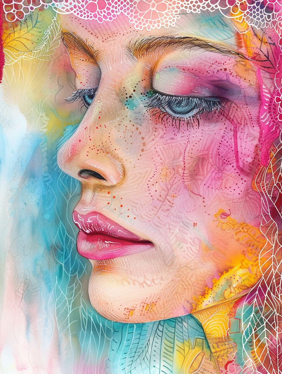 Prismatic Watercolor Dream Portrait