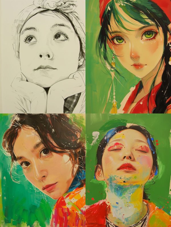 Dreamy Ink Portrait of Innocence