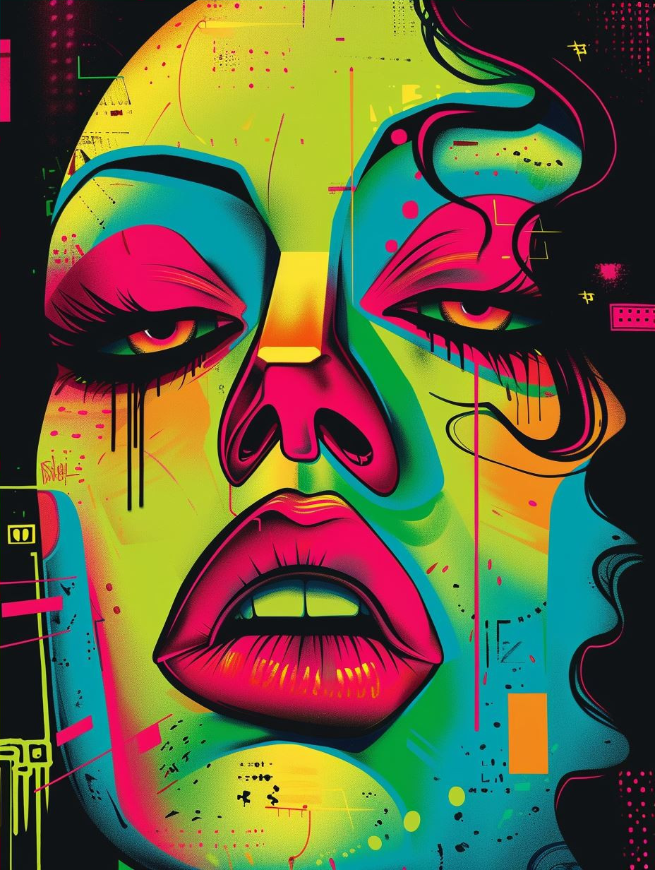 Neon Psychedelic Pop Art Portrait