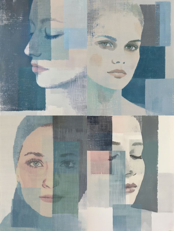 Fragmented Serenity in Blue